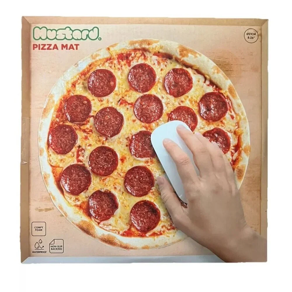 Mustard Novelty Pizza Mouse Round Pad